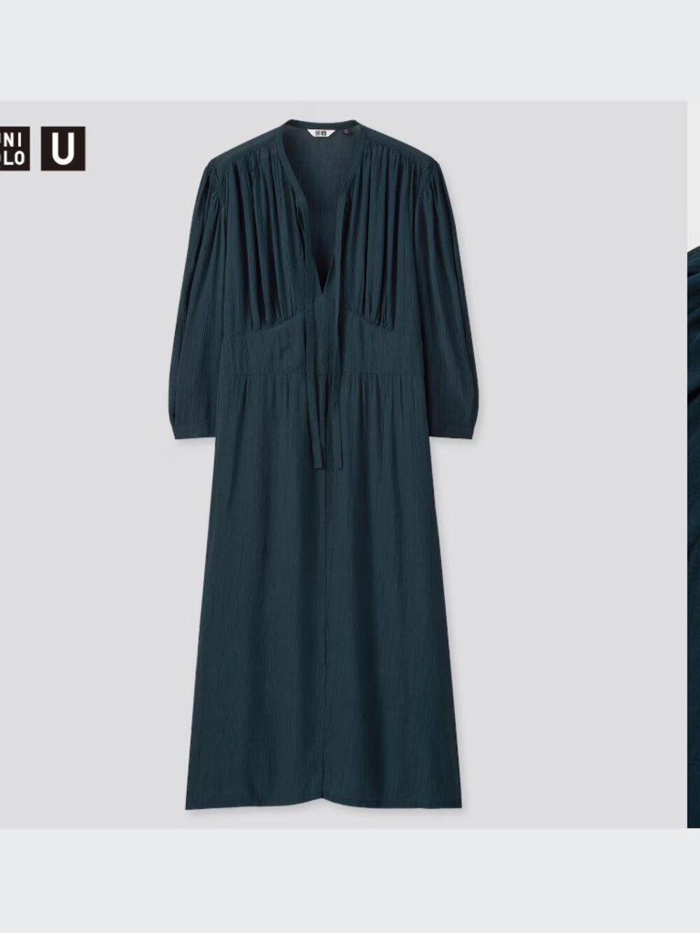 Uniqlo - Lemaire U Bow Tie 3/4 Sleeve Dress 291-430967(03-16) | Small | Navy - Picture 4 of 16